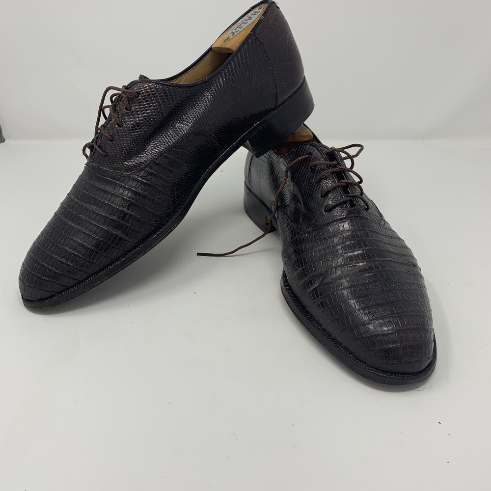 Mezlan brown lizard lace up dress shoe
